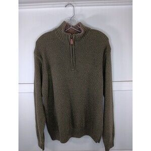 Oscar De La Renta Quarter Zip Sweater XL Green Sweater Sherpa Collar Pullover
